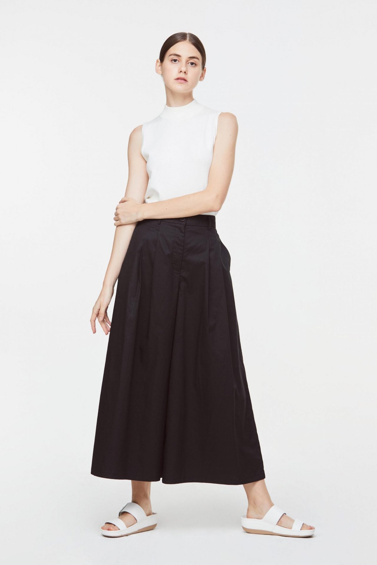 Flared Pleated Trousers