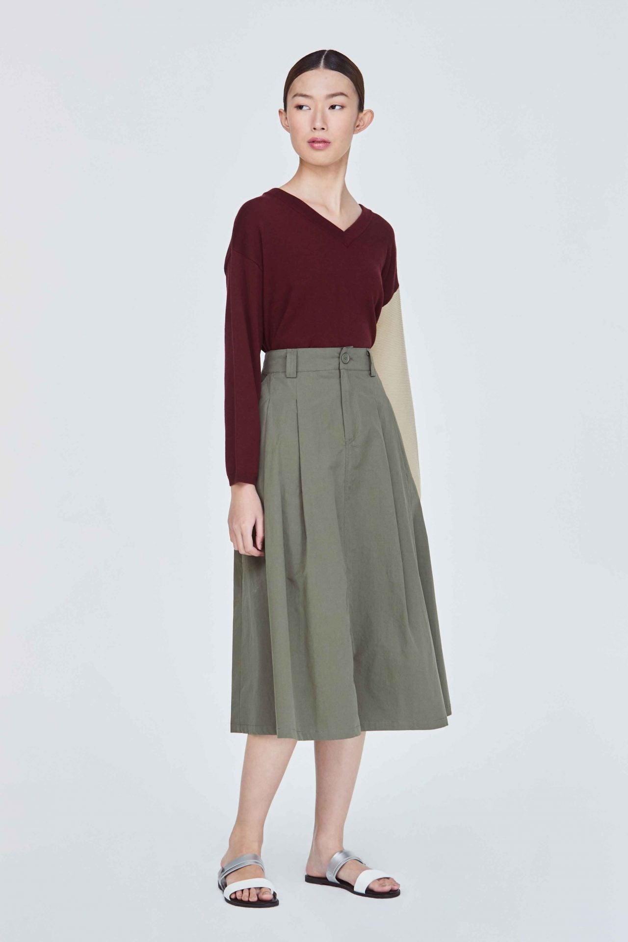 Pleated A-Line Skirt