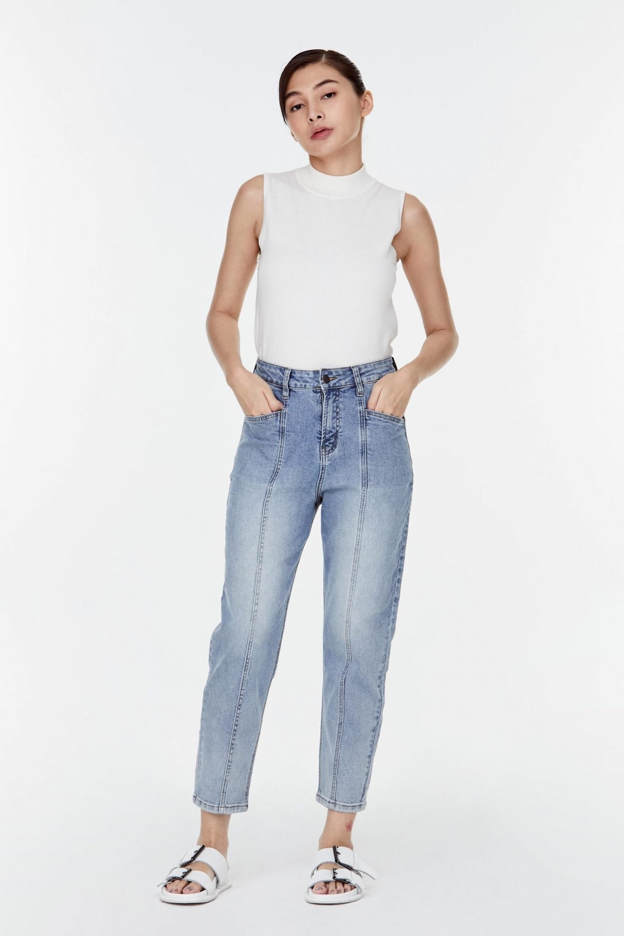 Panelled Washed Jeans