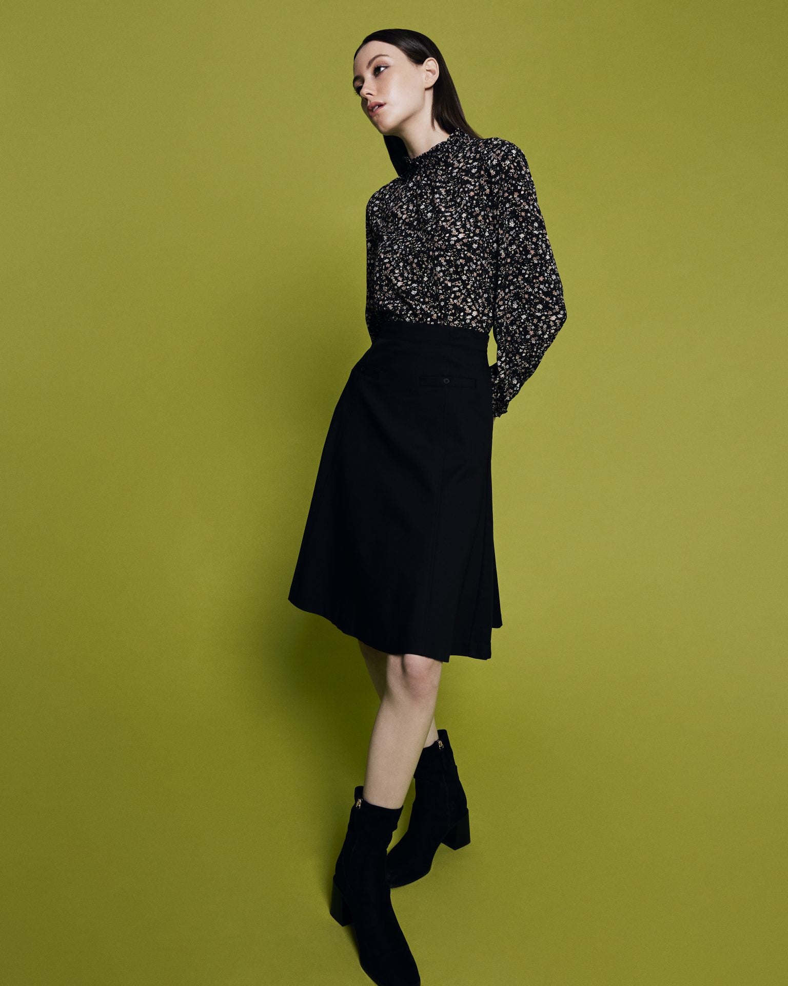 Printed Mock Neck Long Sleeve Top