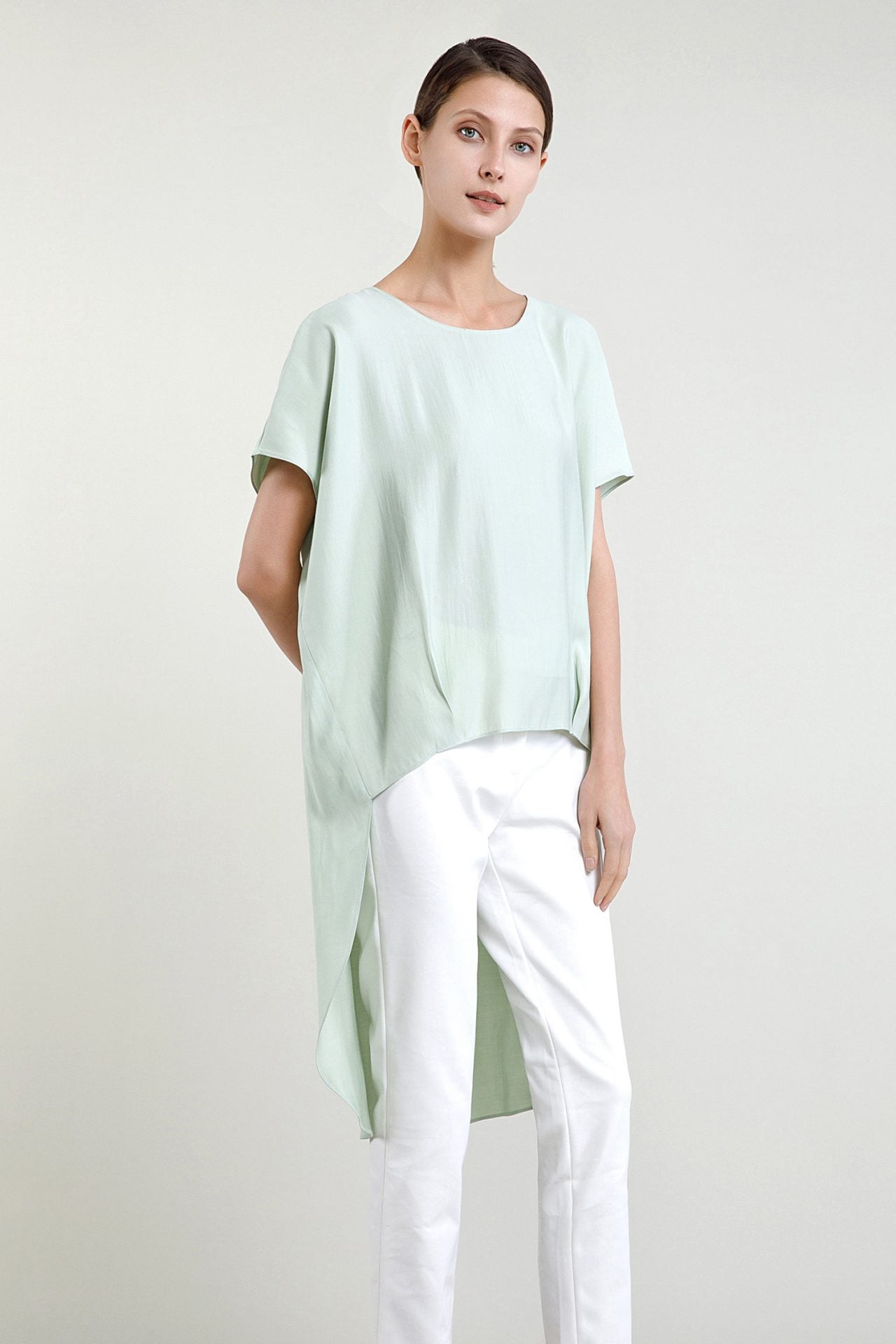 Drop Back Hem Blouse