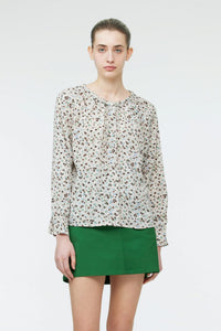 Printed Scrunchy Neck Top
