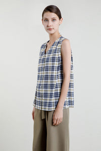 Checker Sleeveless Blouse