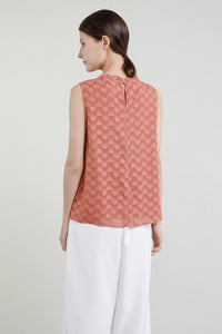 Dotted Mesh Frill Tank Top