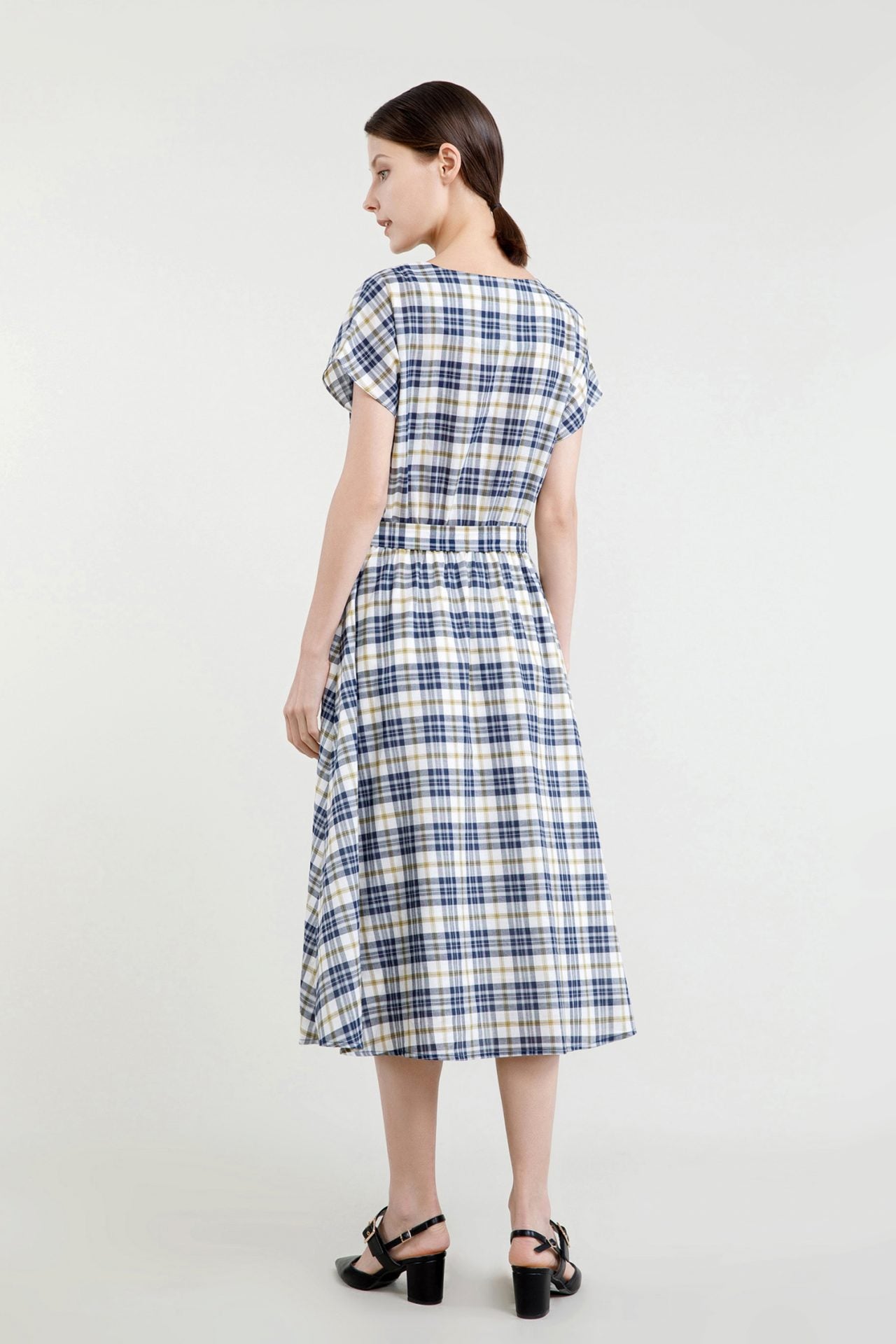 Surpliced Front Checker Dress