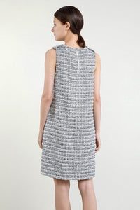 Black V-Neck Tweed Dress