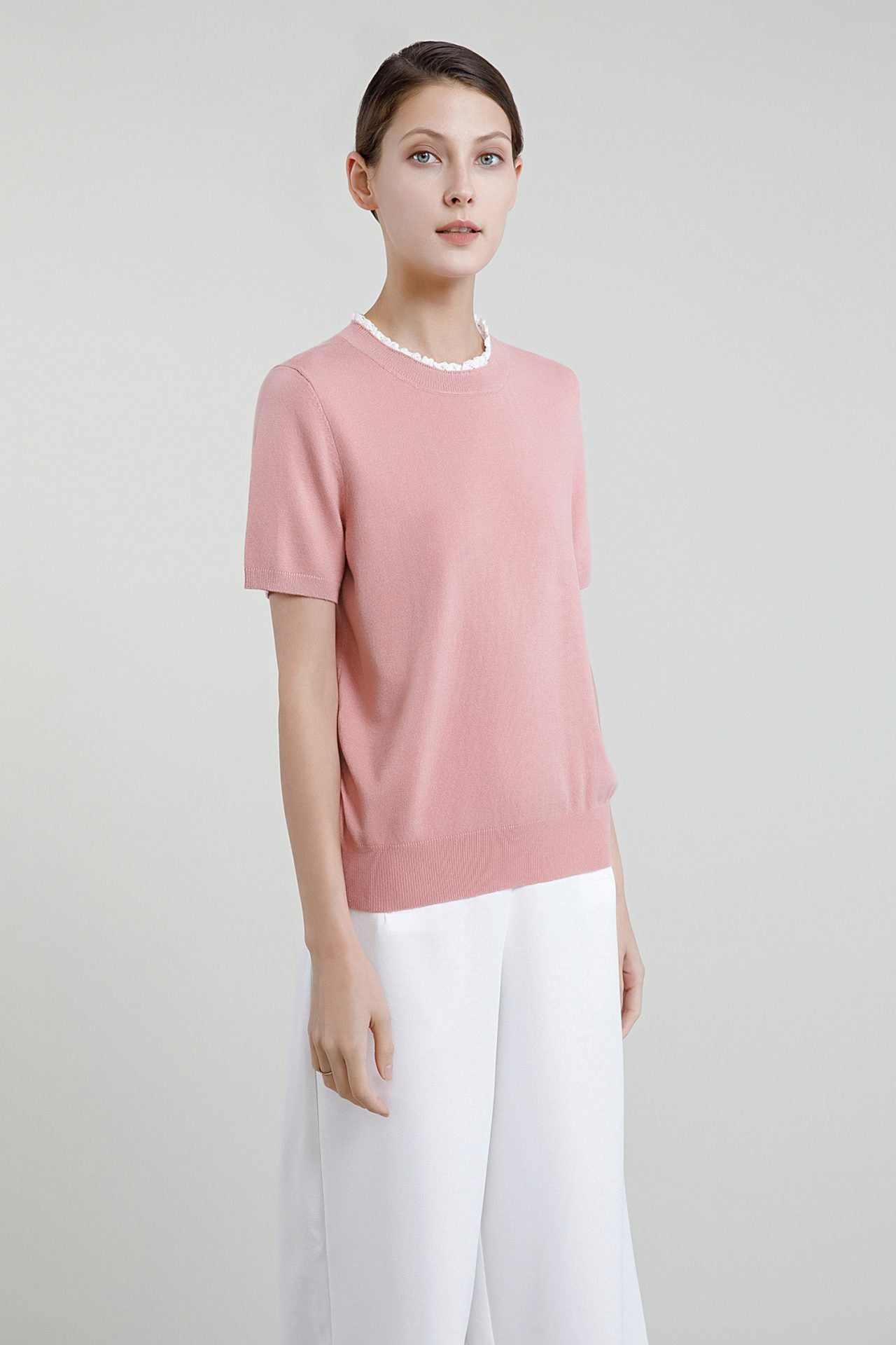 Trimmed Collar Sweater