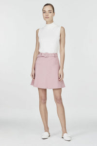 Self-Fabric and Buckled Belt Skirt