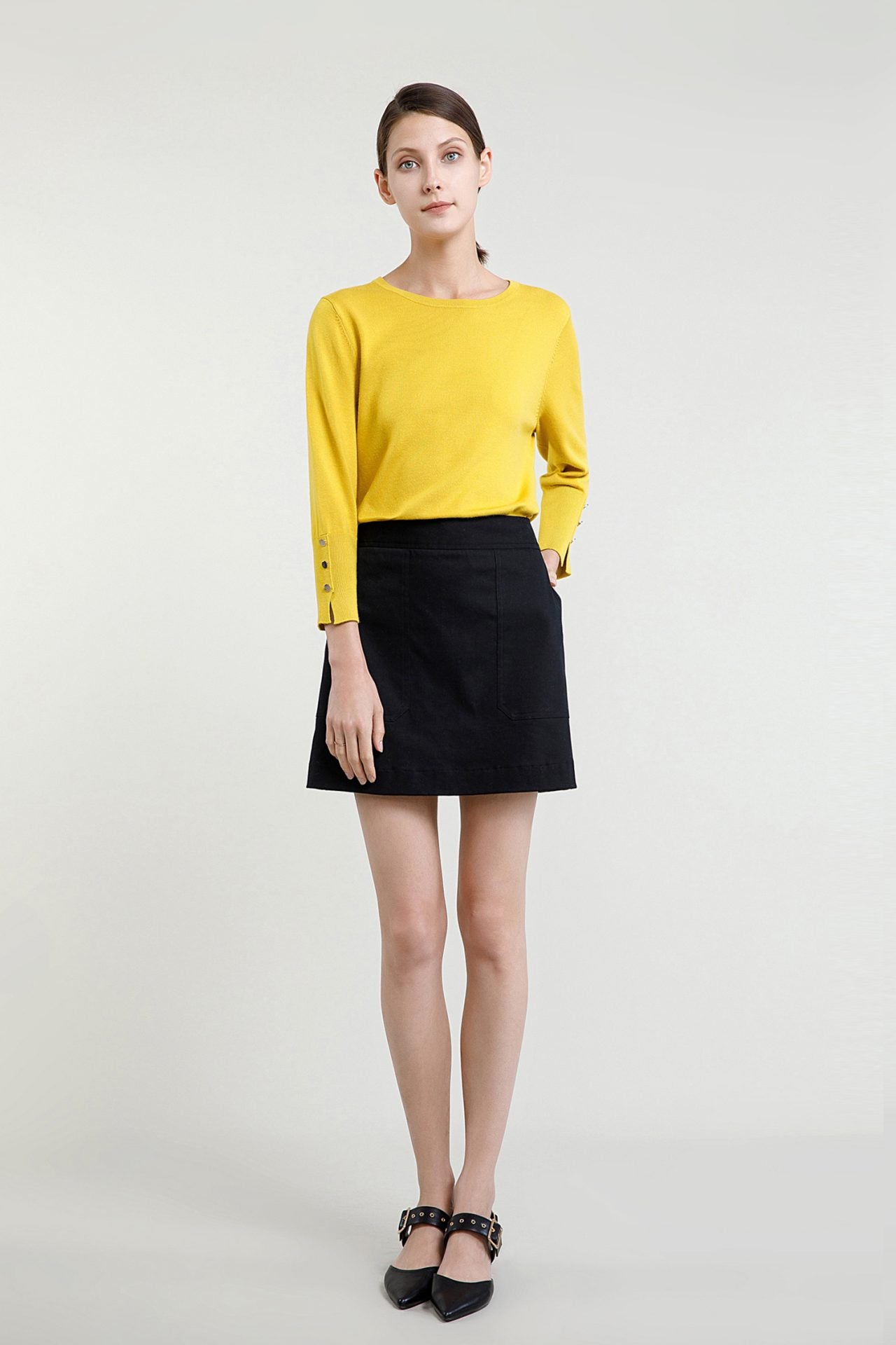 Metal Zippered Basic Skirt