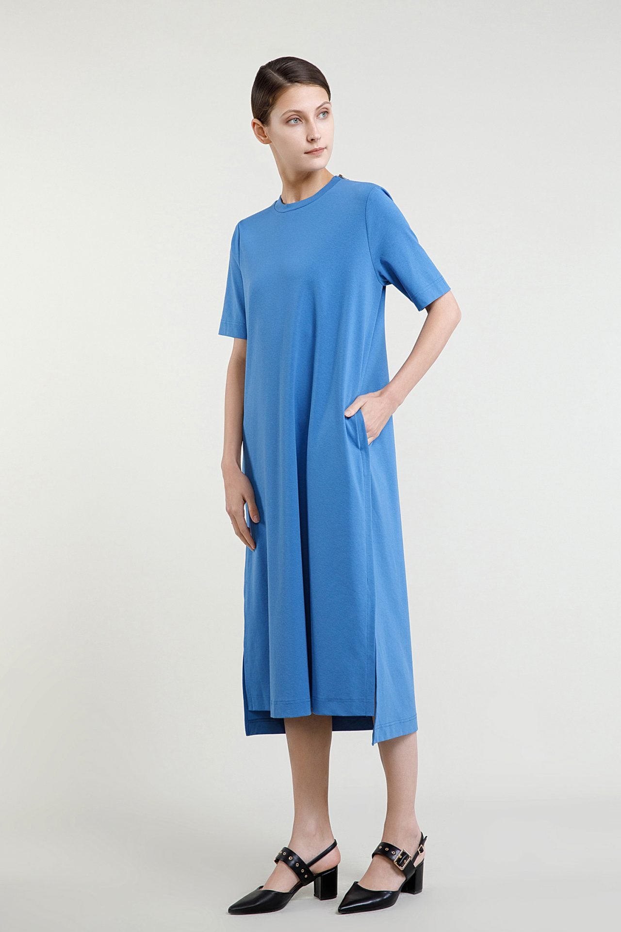 Crew Neckline Jersey Straight Dress