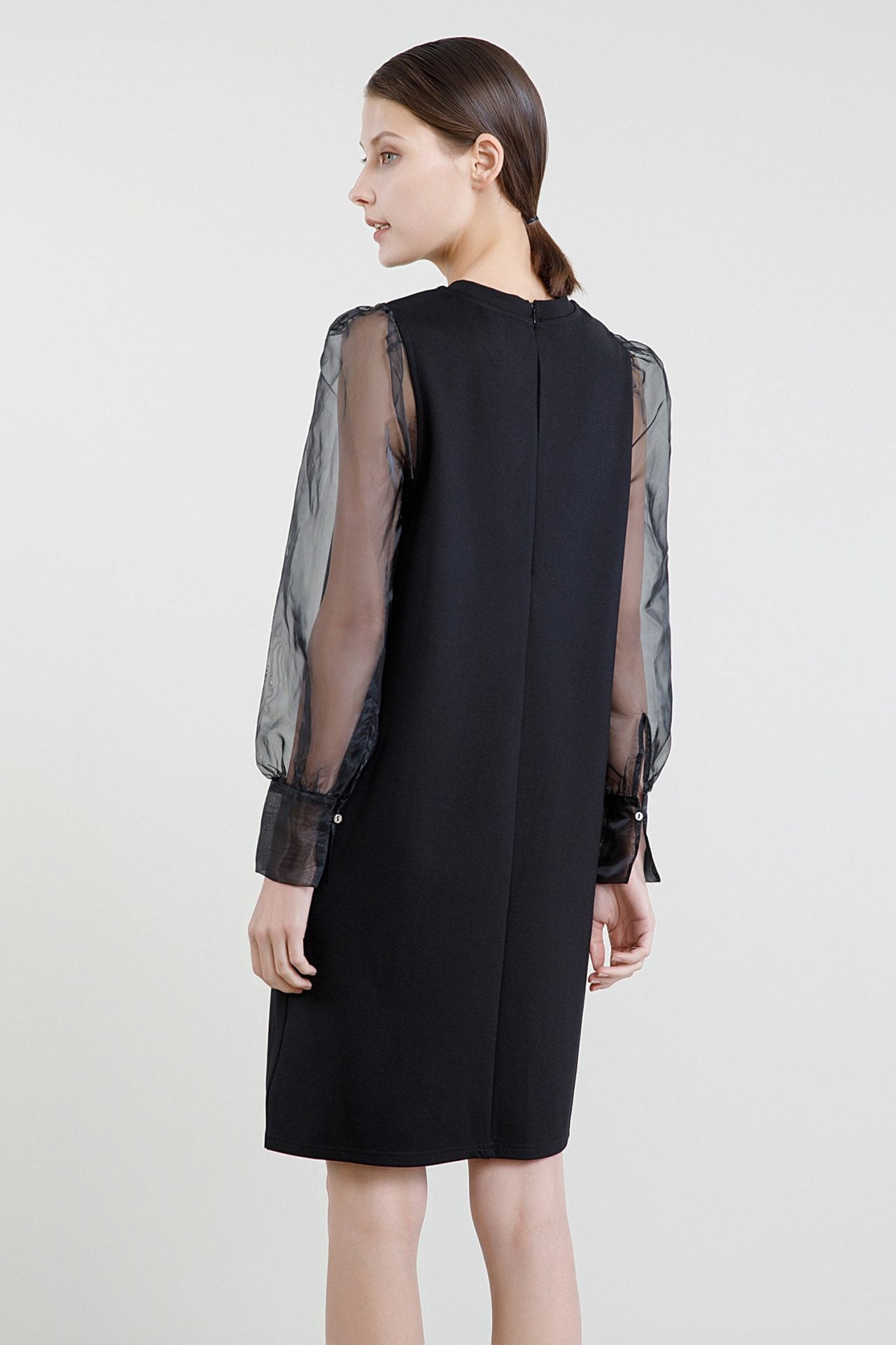 Contrast Organza Sleeved Dress