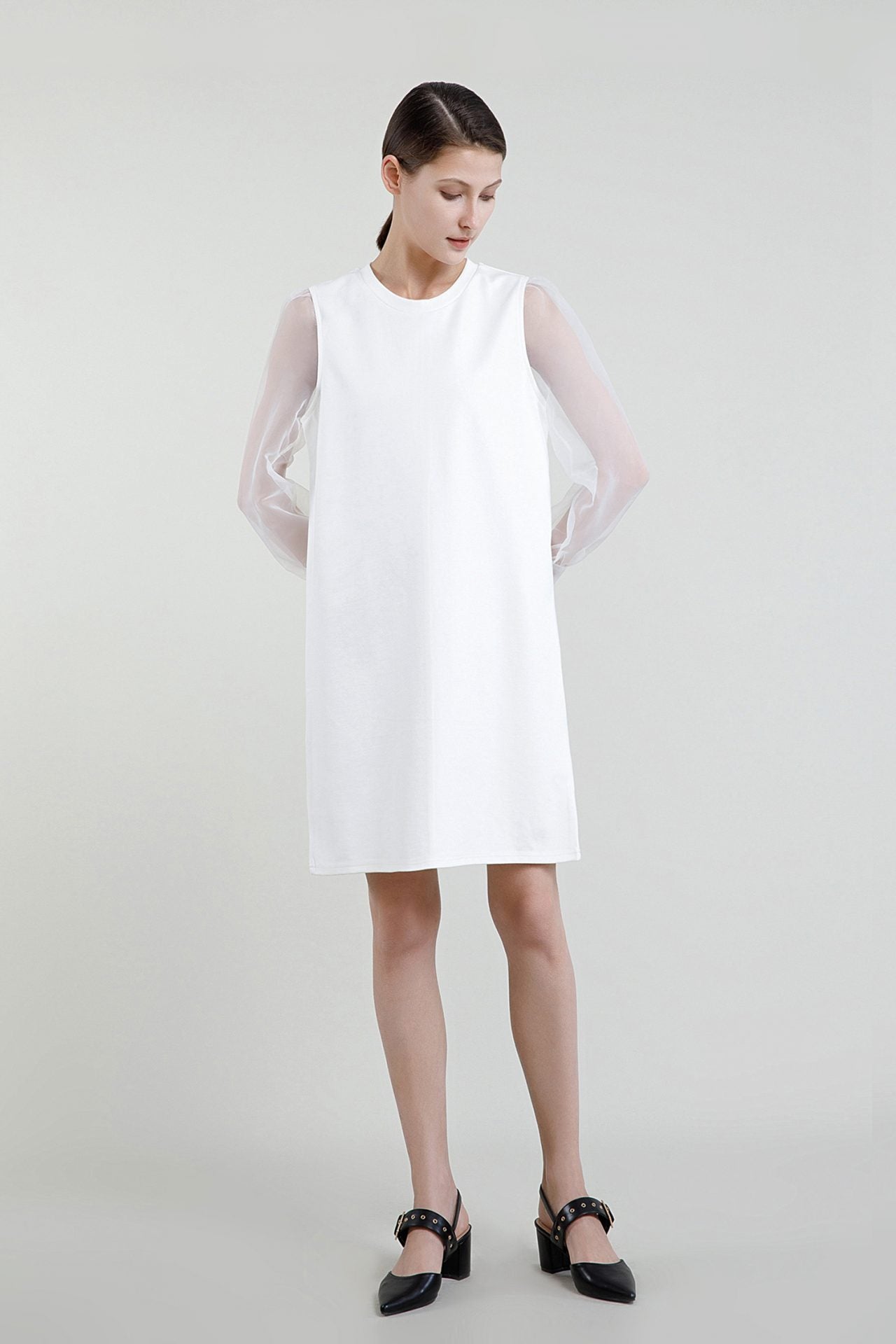 Contrast Organza Sleeved Dress