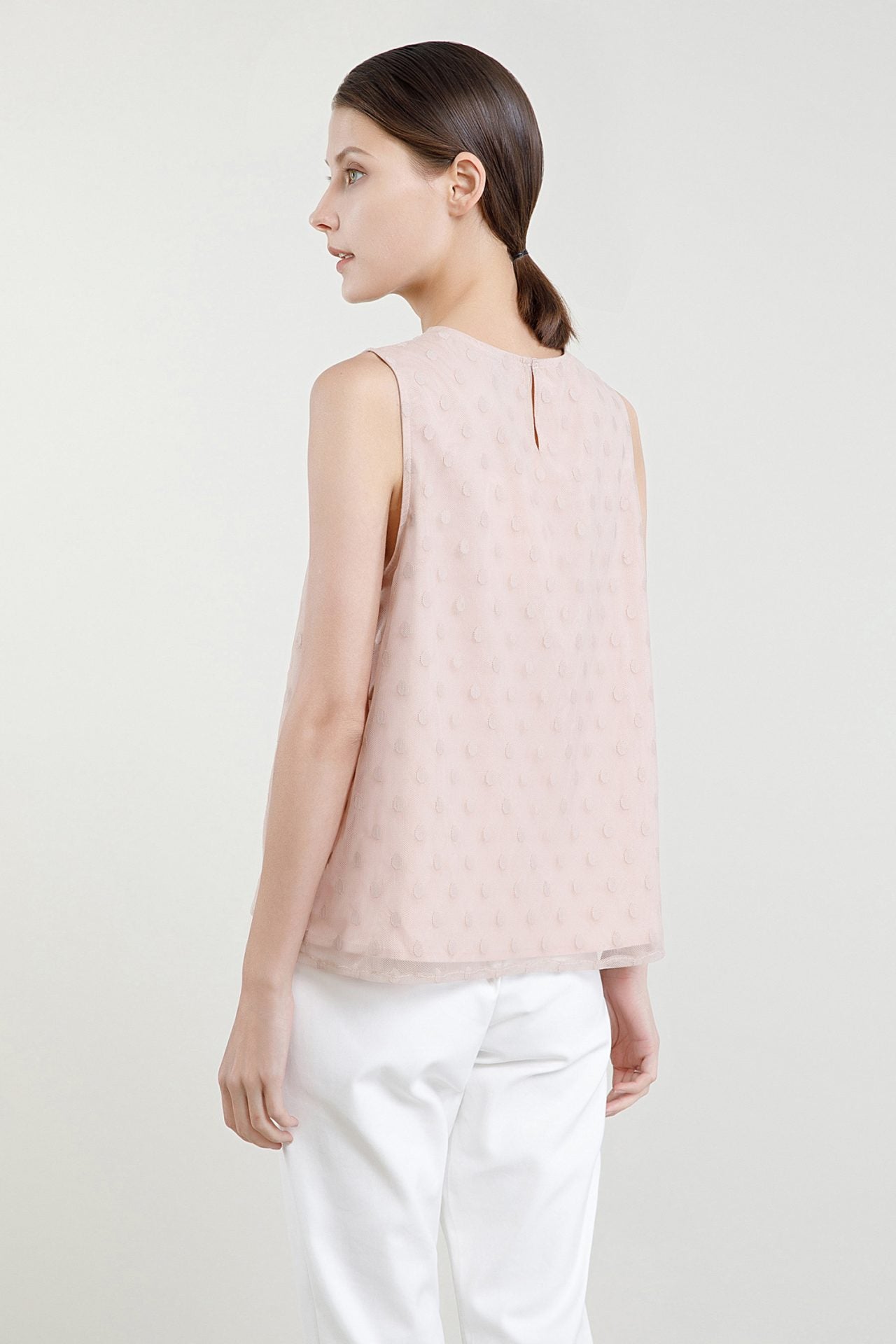 Overlying Dotted Mesh Tank Top