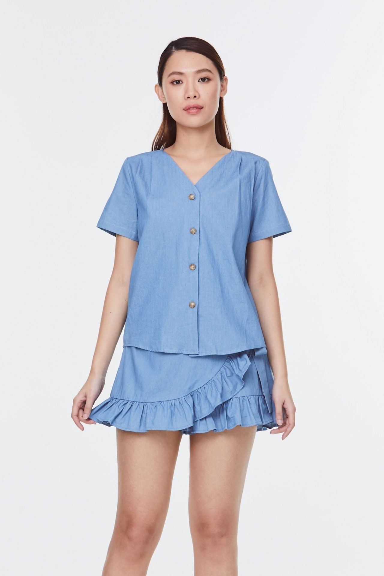 Linen V-Neck Blouse