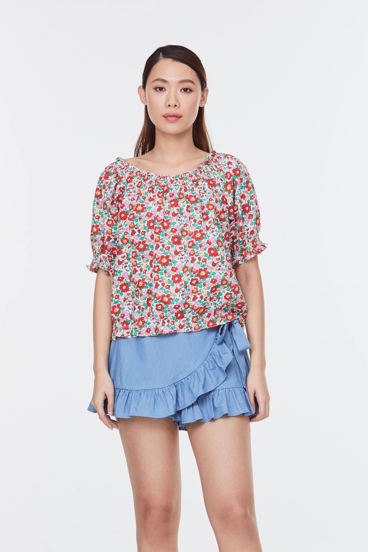 Smocked Floral Blouse