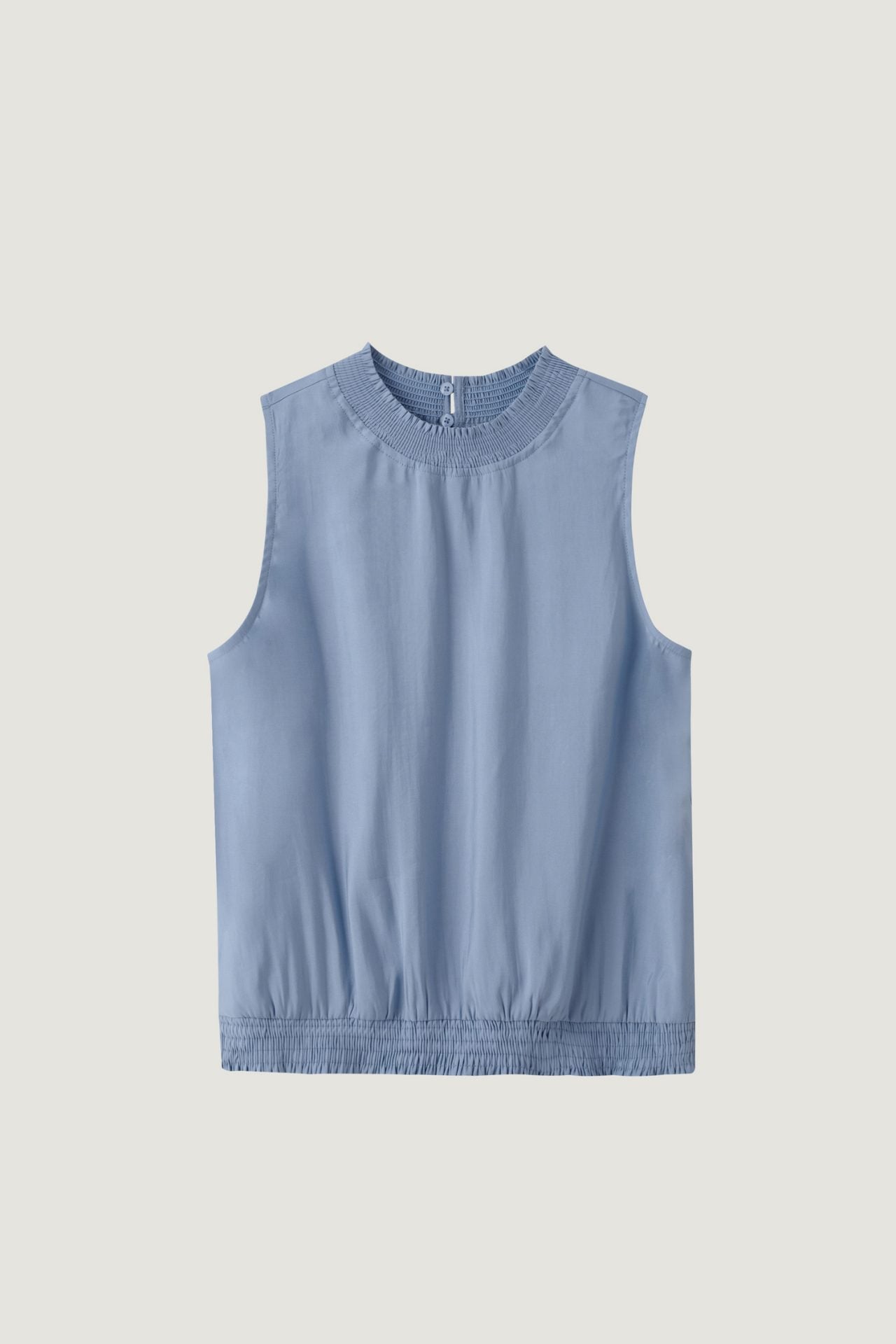 Smocked Collar Sleeveless Blouse