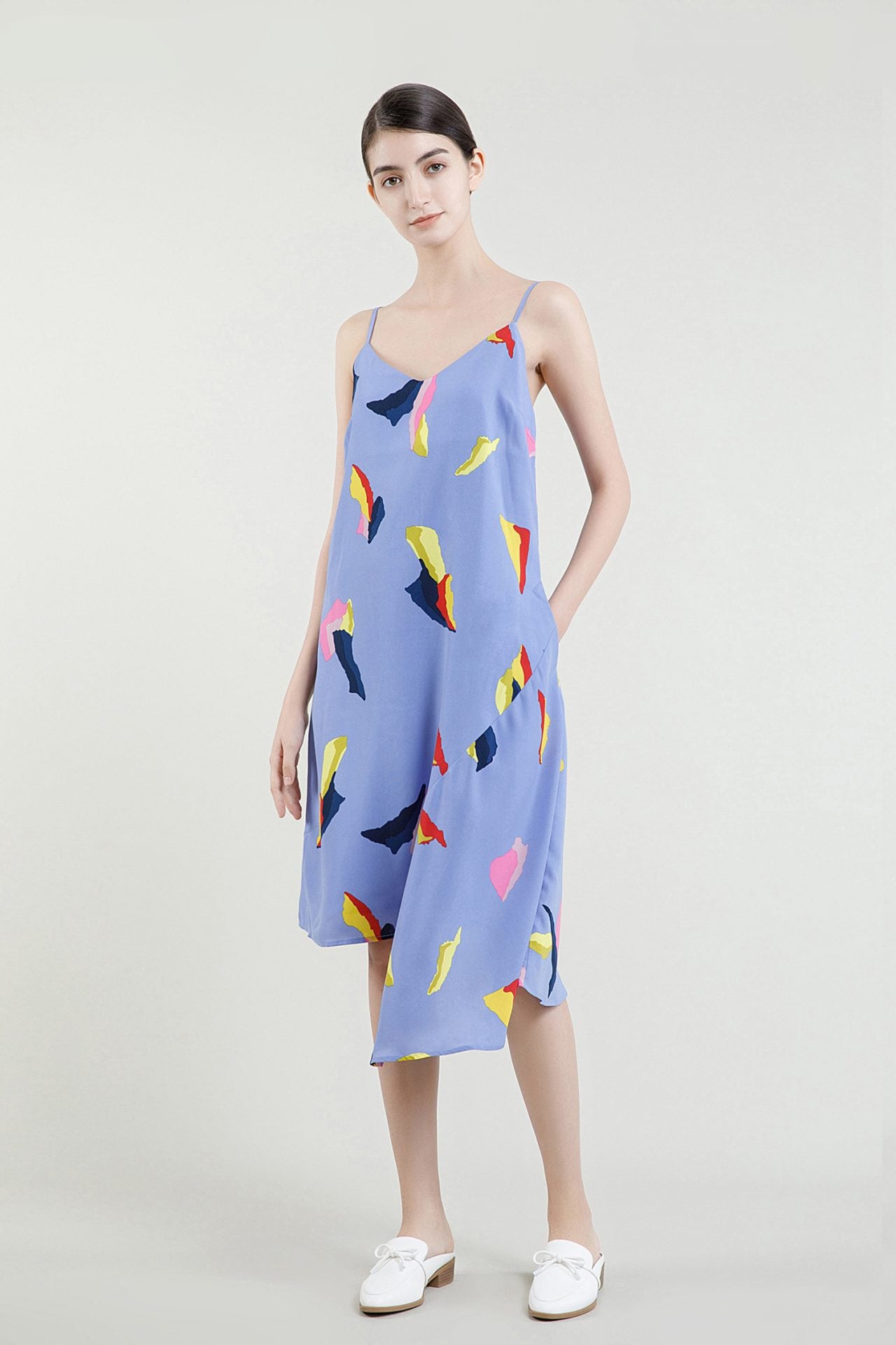 Patterned Asymmetric Hem Dress