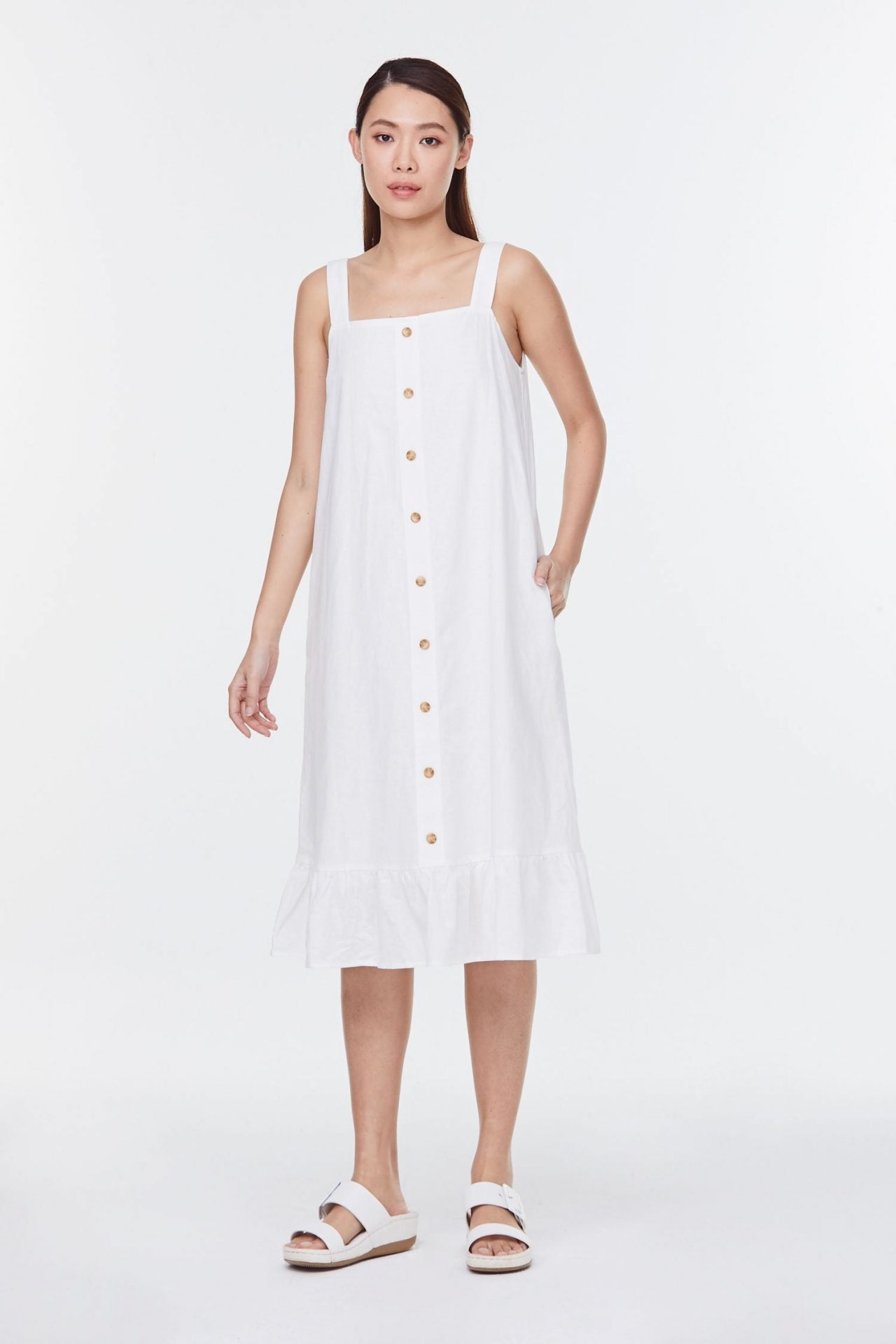 Flounced Midi Dress