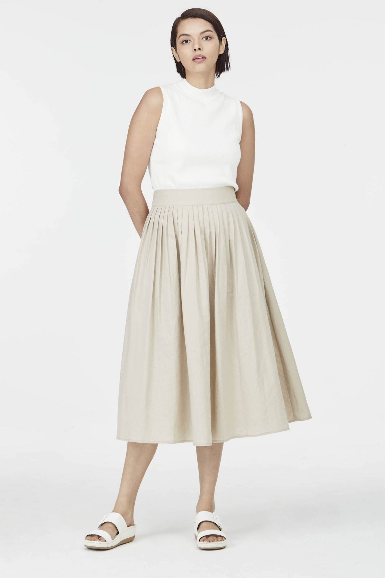 Linen Pleated Skirt
