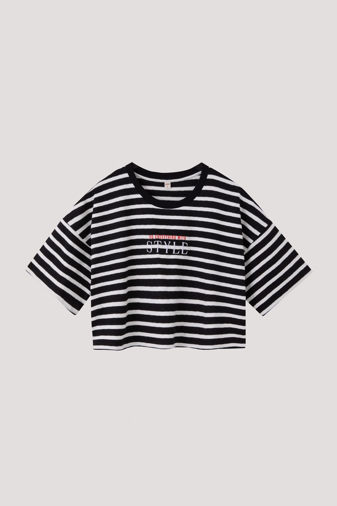 Printed Graphic Oversized Striped Crop Top