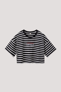 Printed Graphic Oversized Striped Crop Top