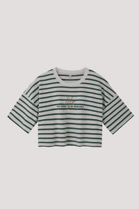 Printed Graphic Oversized Striped Crop Top