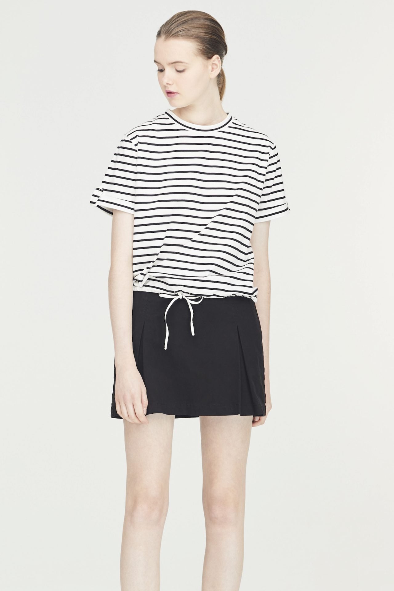 Striped Drawstring Hem Tee