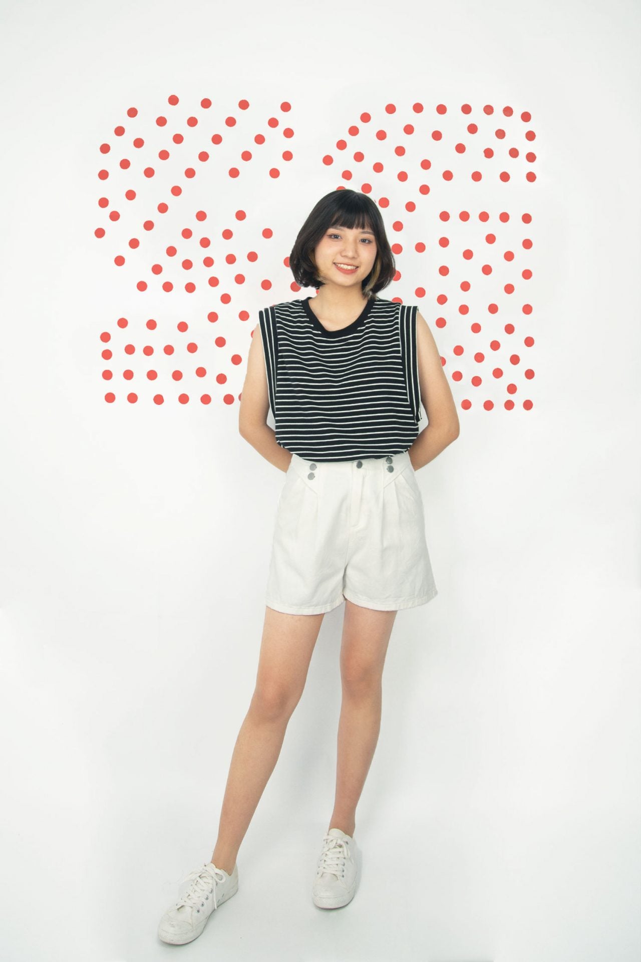Pleated Denim Shorts
