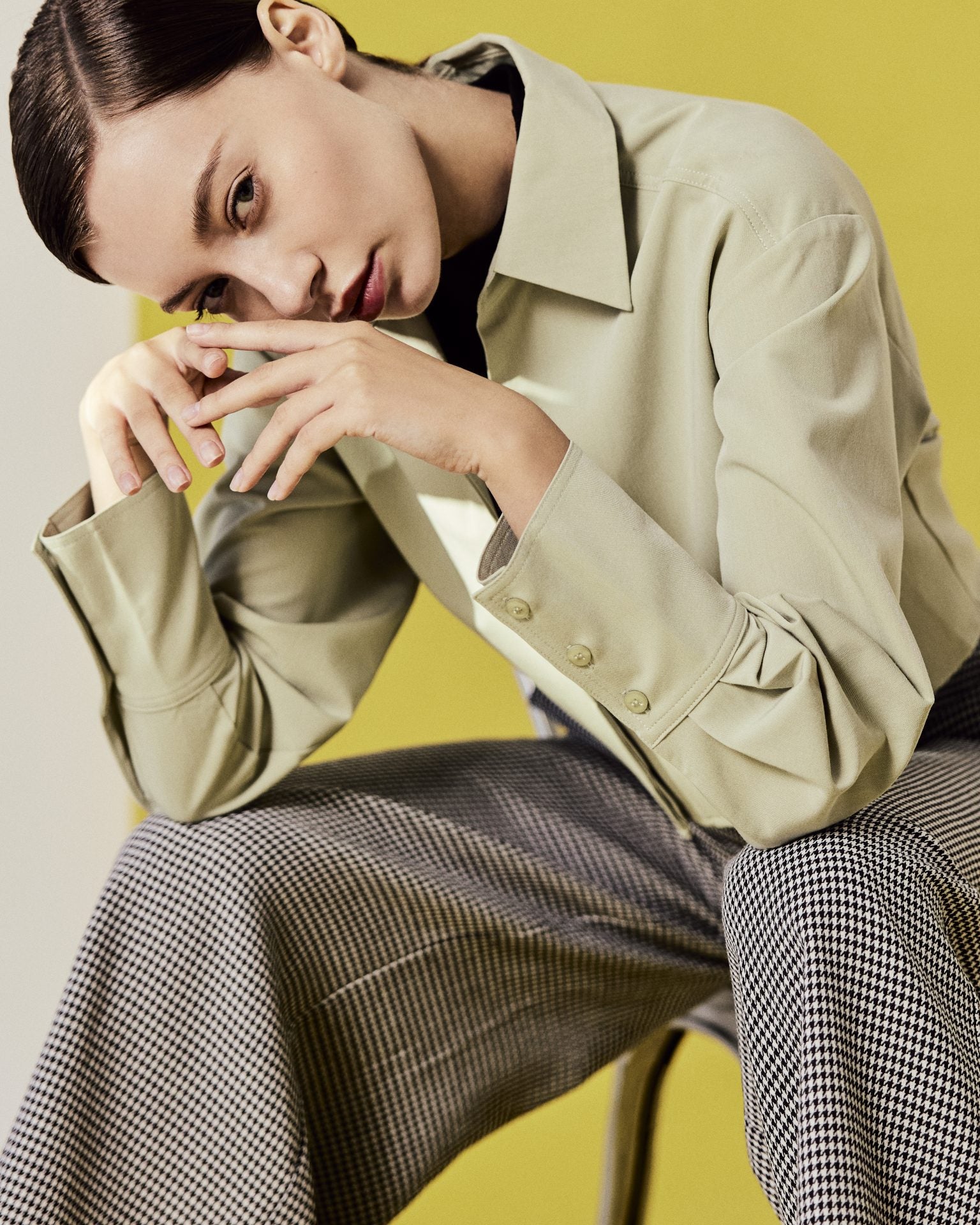 Straight-Cut Pattern Pants