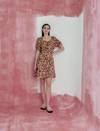 Printed Puffy Sleeves Dress