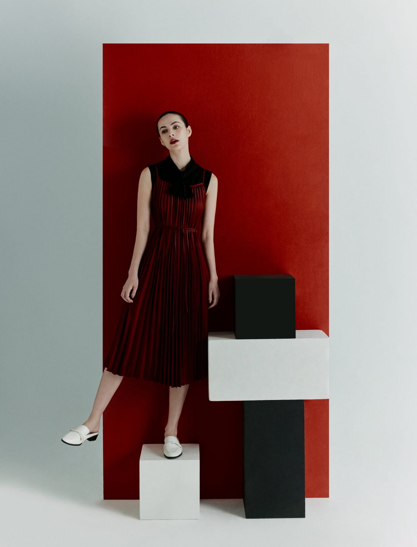 Pleated Midi Dress