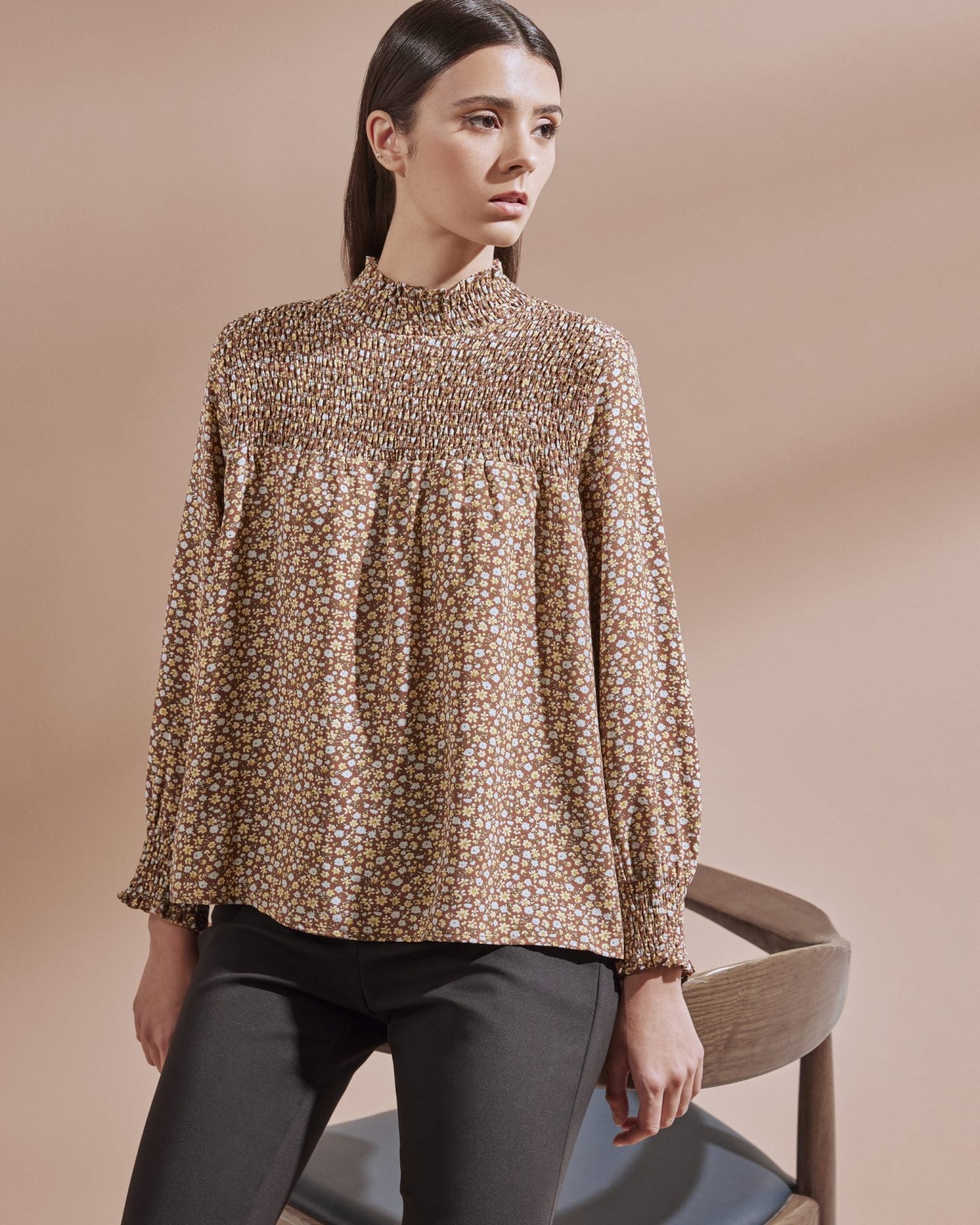 Printed Smocked Top