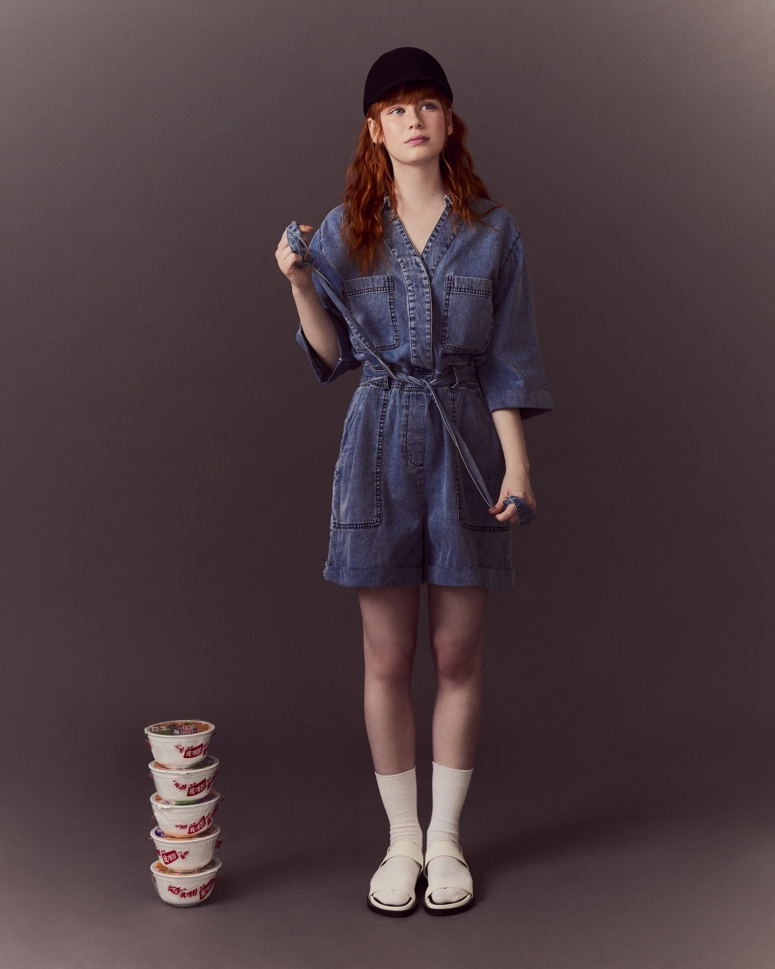 Denim Collared Button Jumpsuit