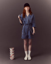 Denim Collared Button Jumpsuit