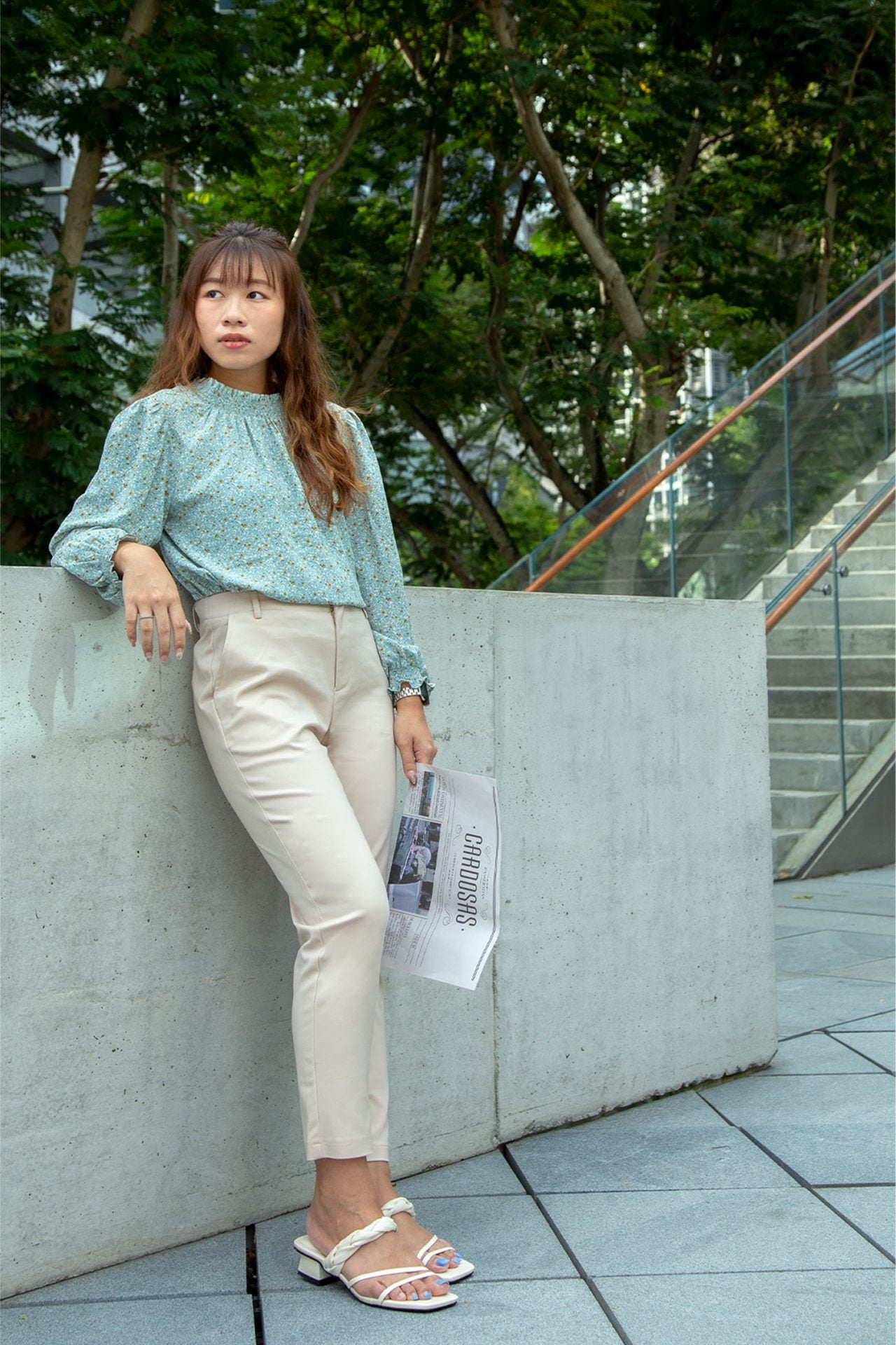 Smocked Neck Blouse