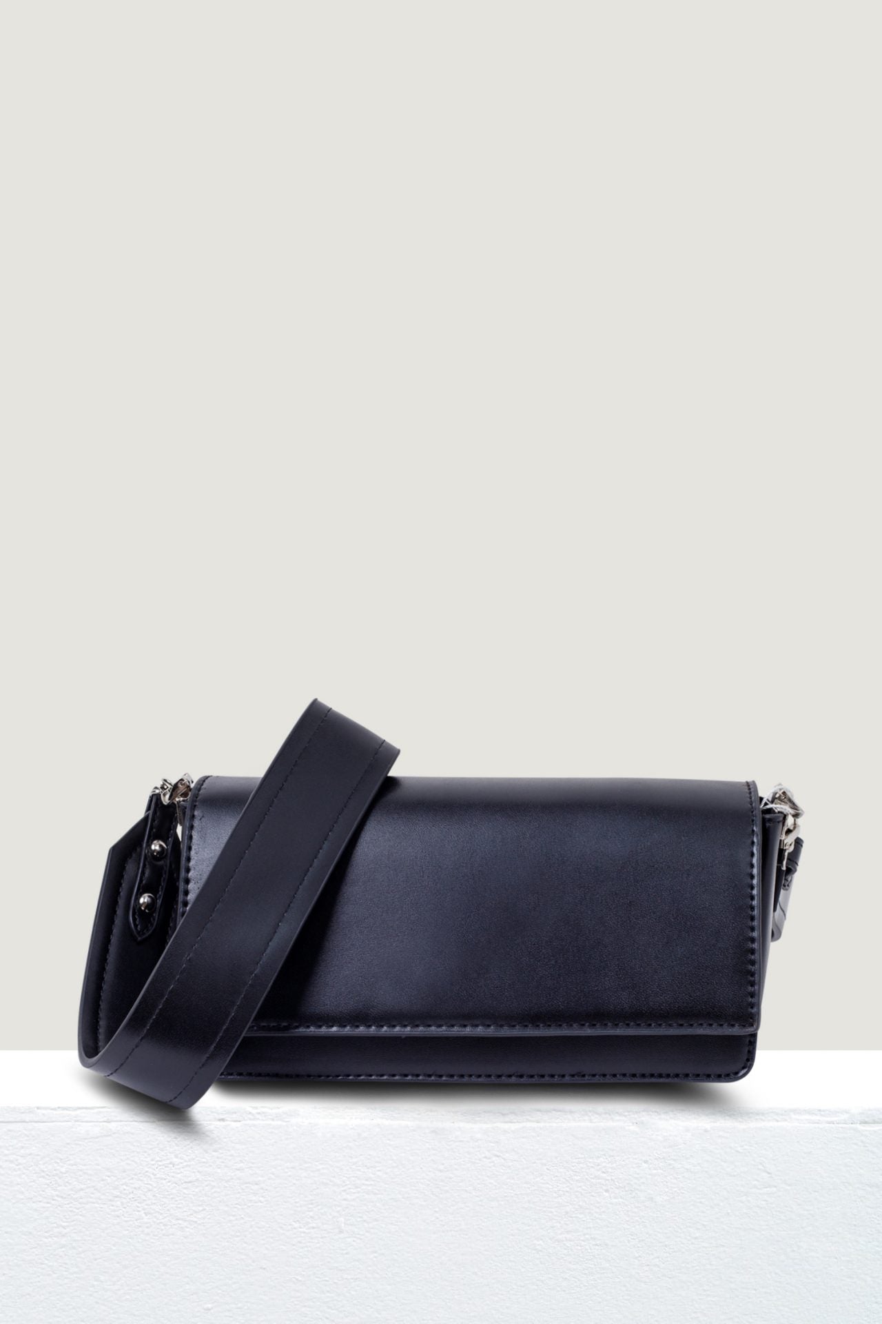 Front Flap Crossbody Bag - Black